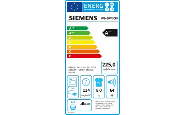 SIEMENS WT46W430FF - &Eacute;tiquette &eacute;nergie