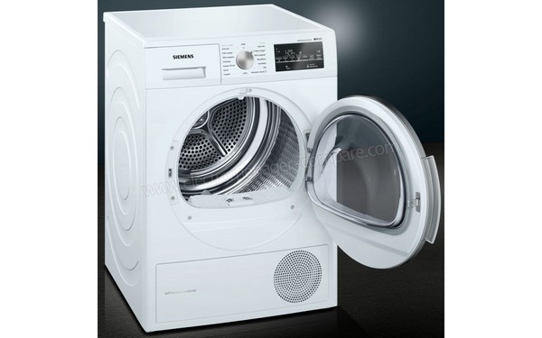 SIEMENS WT47W491FF - Vue 3/4 gauche avec hublot ouvert