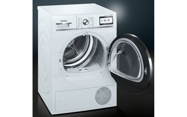 SIEMENS WT47Y8H2FF - Vue 3/4 gauche avec hublot ouvert