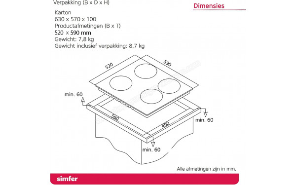 SIMFER BIH 5114 VTC - Dimensions