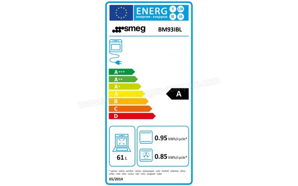 SMEG BM93IBL - Etiquette &eacute;nerg&eacute;tique four 2