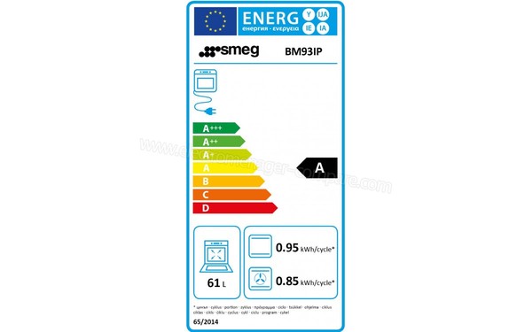 SMEG BM93IP - Etiquette &eacute;nerg&eacute;tique four 2