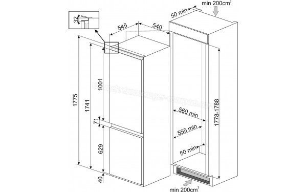 SMEG C1Y170NF - Dimensions