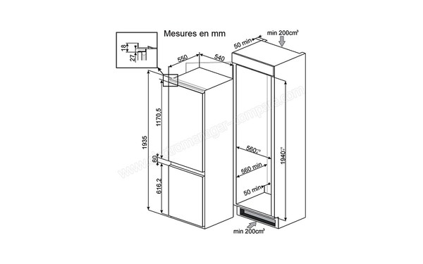 SMEG C7310NEP - Sch&eacute;ma d'encastrement