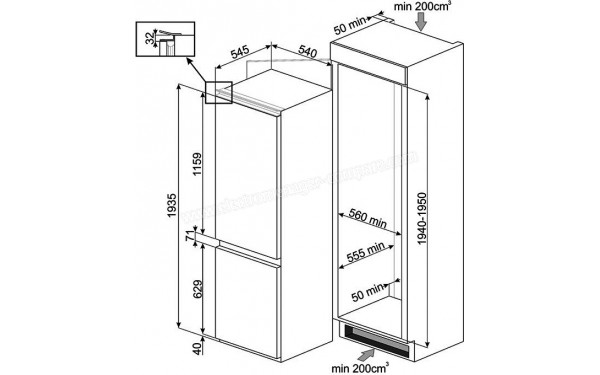 SMEG C8194TN2P - Sch&eacute;ma technique (cr&eacute;dit : Darty)