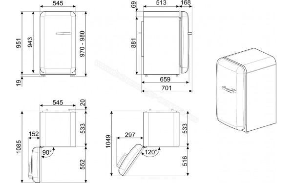 SMEG FAB10HLBL5 - Dimensions