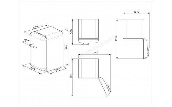 SMEG FAB10RDLM5 - Dimensions