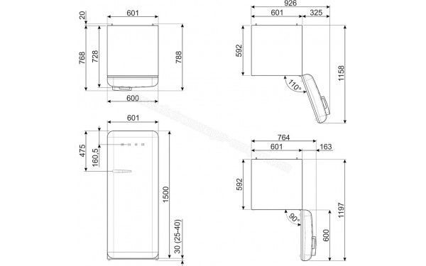 SMEG FAB28LPG6 - Dimensions