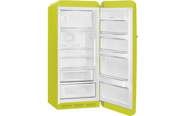 SMEG FAB28RLI3 - Vue 3/4 gauche avec porte ouverte vide