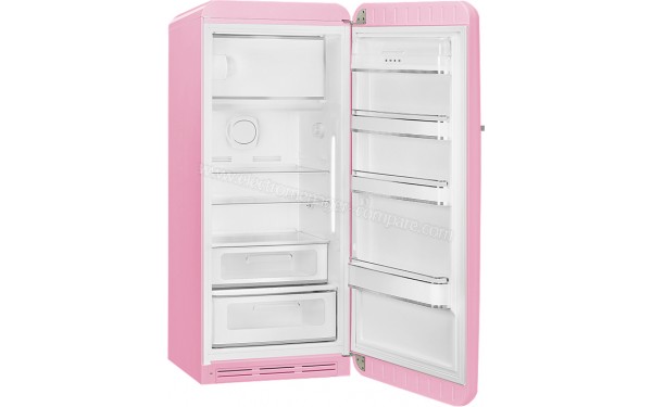 SMEG FAB28RPK3 - Vue 3/4 gauche avec porte ouverte vide