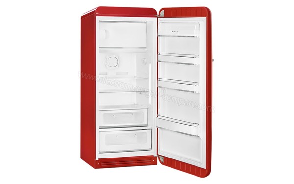 SMEG FAB28RRD3 - Vue 3/4 gauche avec porte ouverte vide