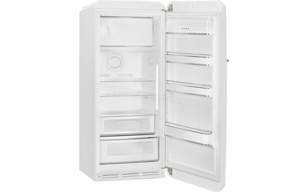 SMEG FAB28RWH3 - Vue 3/4 gauche avec porte ouverte vide