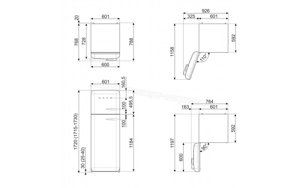 SMEG FAB30LBL6 - Dimensions