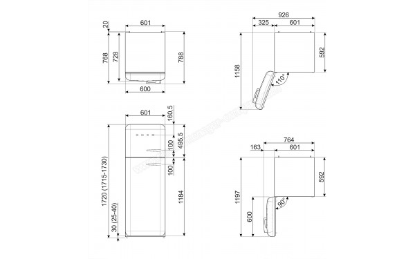 SMEG FAB30LCR6 - Dimensions