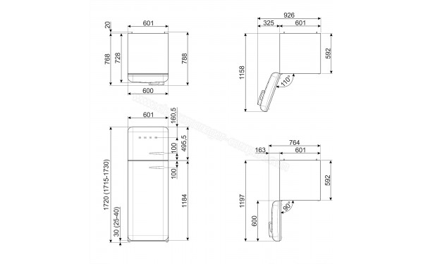 SMEG FAB30LOR6 - Dimensions