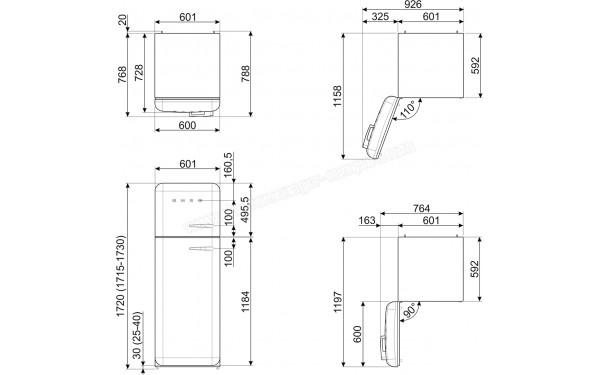 SMEG FAB30LWH6 - Dimensions