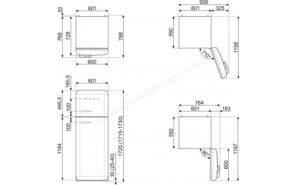 SMEG FAB30RBL6 - Dimensions