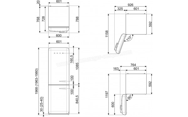 SMEG FAB32LPK6 - Dimensions