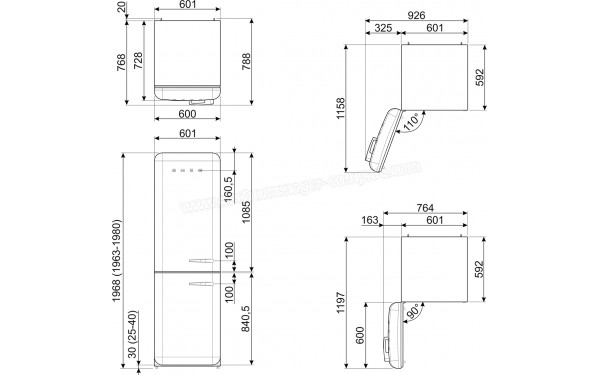 SMEG FAB32LSV6 - Dimensions