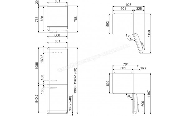 SMEG FAB32RBLM6 - Dimensions