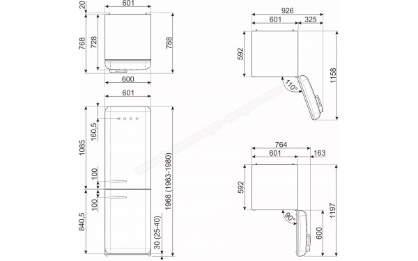 SMEG FAB32RRD6 - Dimensions