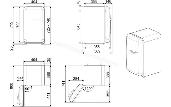 SMEG FAB5LPK6 - Dimensions