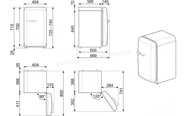 SMEG FAB5RWH6 - Dimensions