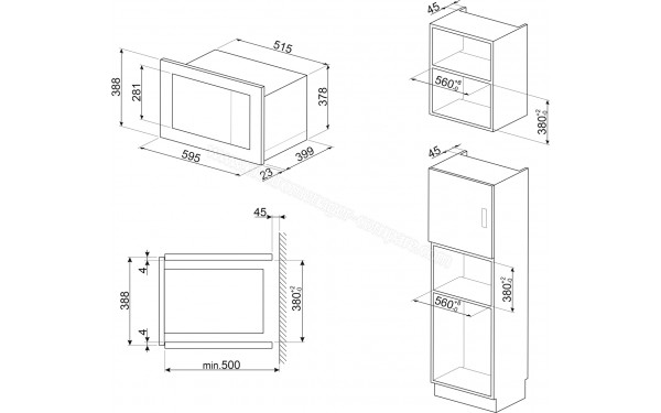SMEG FMI025BFR - Dimensions