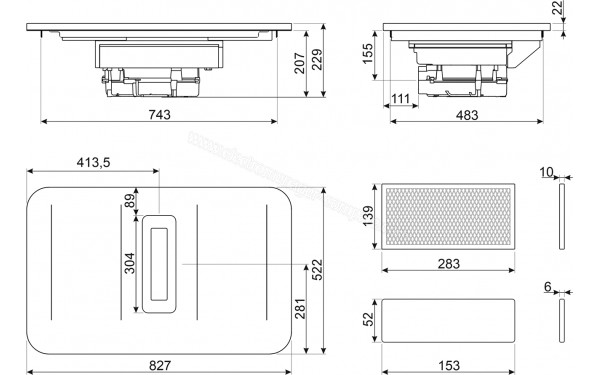SMEG HHSL7844MB - Dimensions