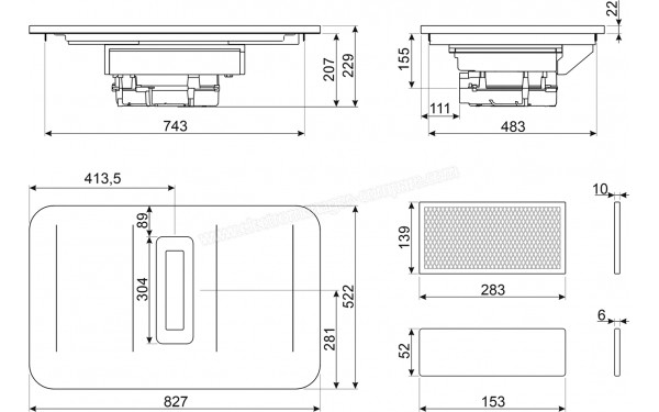 SMEG HHSL7844X - Dimensions