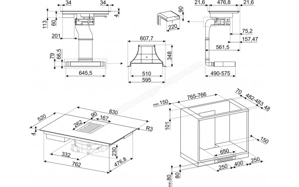 SMEG HOBD182DG - Dimensions