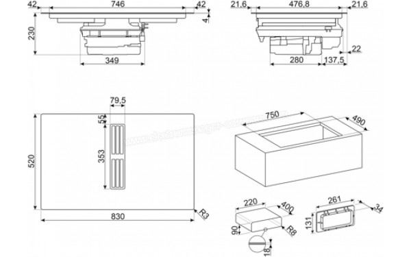 SMEG HOBD382N2 - Dimensions
