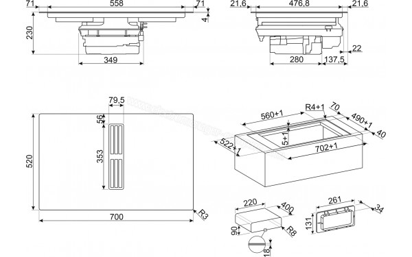 SMEG HOBD472D2 - Dimensions