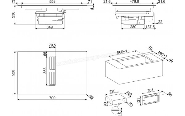 SMEG HOBD472D2 - Dimensions