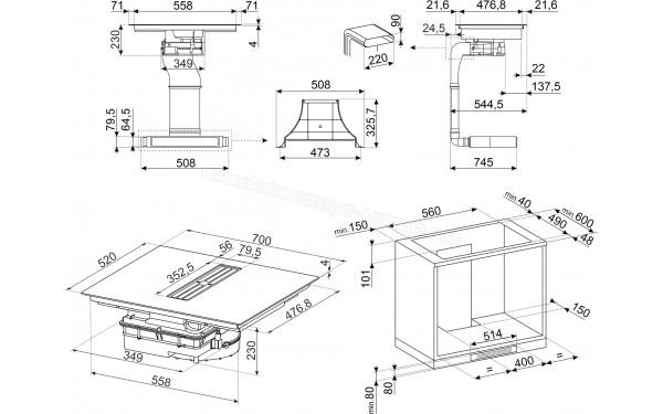 SMEG HOBD472D - Dimensions
