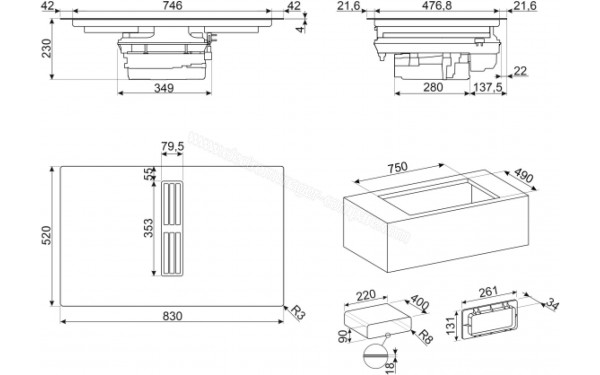 SMEG HOBD482D2 - Dimensions
