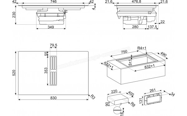 SMEG HOBD682D2 - Dimensions
