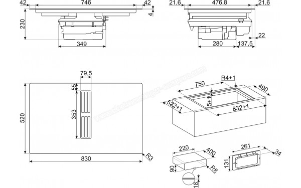 SMEG HOBDE482D2 - Dimensions