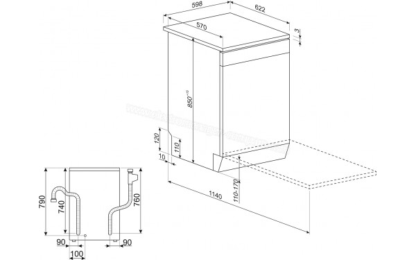 SMEG LVS262DSX - Dimensions