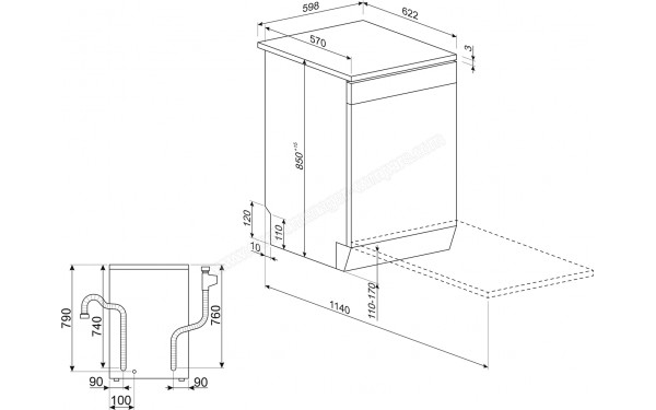 SMEG LVS342CQSX - Dimensions