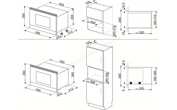 SMEG MP822NPO - Dimensions