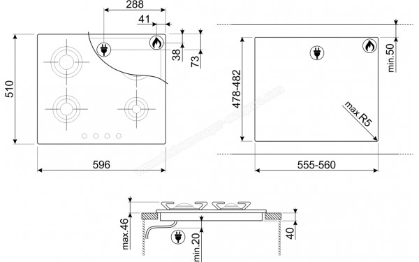 SMEG P64ES - Dimensions