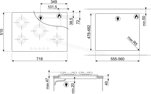 SMEG P705ES - Dimensions