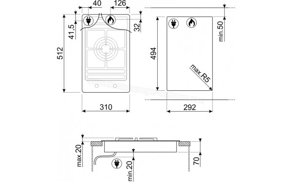 SMEG PGF31G2 - Dimensions