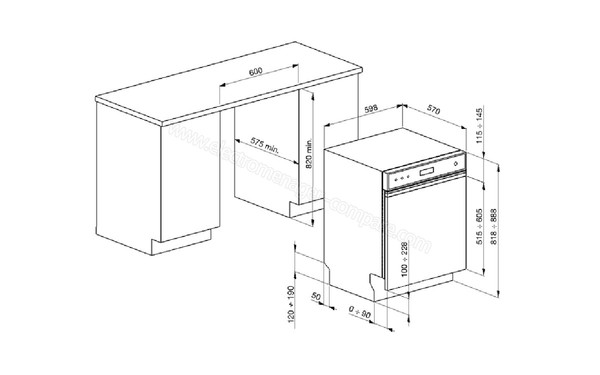 SMEG PLA6445N2 - Sch&eacute;ma d'encastrement