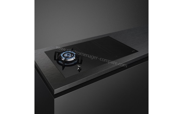 SMEG PM3953D - Vue 3/4 gauche foyer allum&eacute;