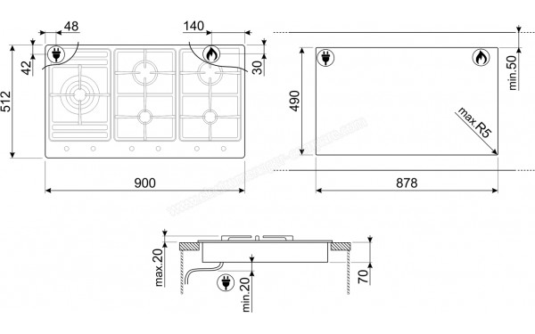 SMEG PS9062 - Dimensions