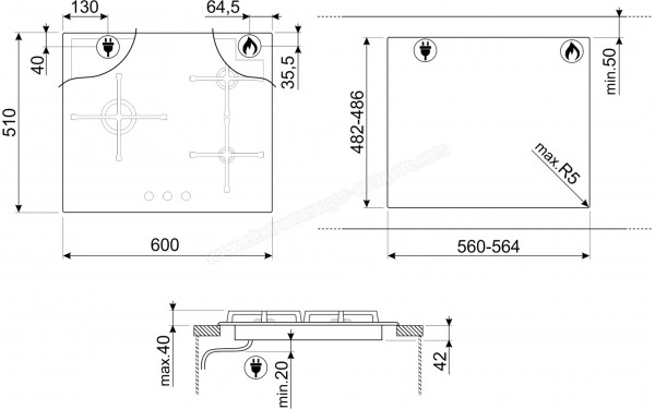 SMEG PV164B3 - Dimensions