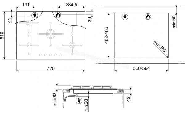 SMEG PV375N - Dimensions