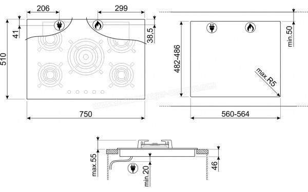 SMEG PV675CNR - Dimensions
